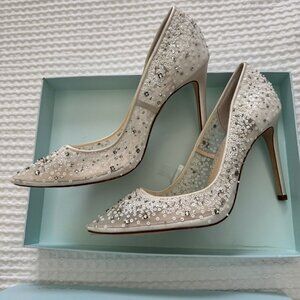 Bella Bella ELSA IVORY Mesh Sequin Heels (NWT)